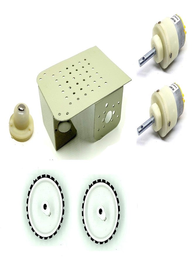 INVENTO 2 Wheel Car Kit Metal Chassis 130x105x45mm + 1000 RPM DC Motor + 55x20 mm Wheel Robot Smart Car DIY - Image 1